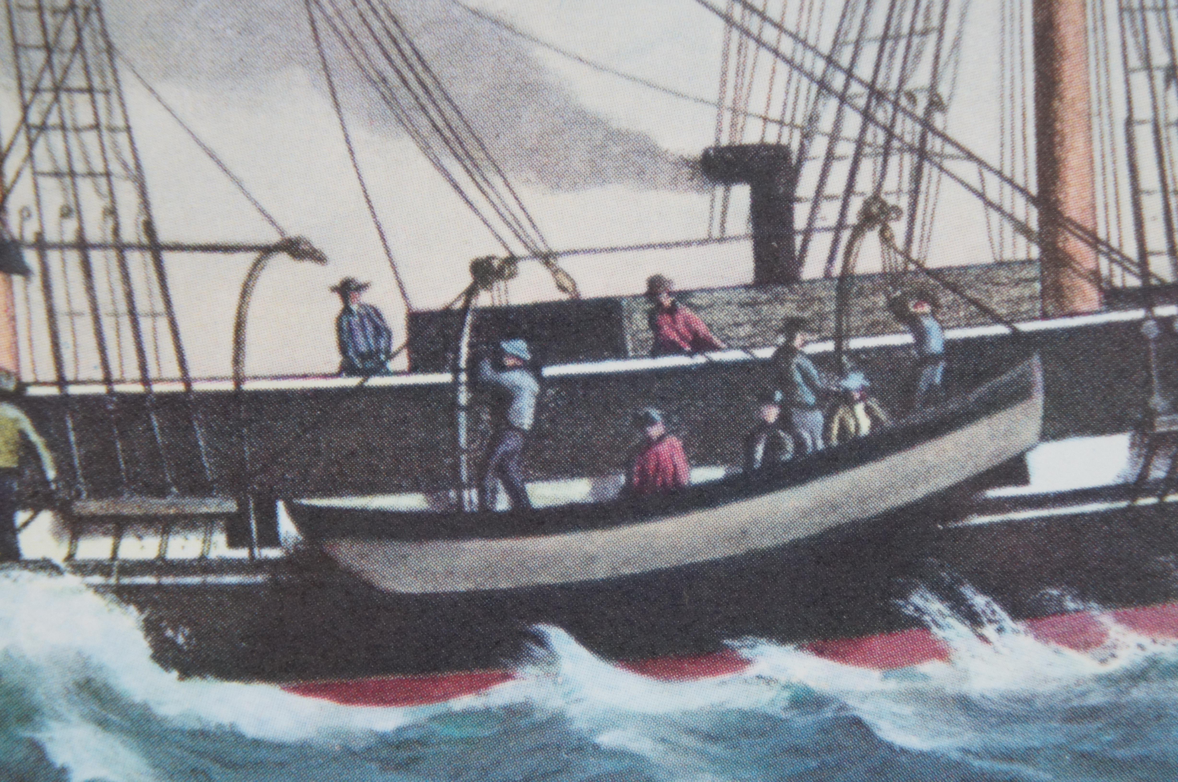 Impression de bateau de pêche maritime américaine de 21 pouces Currier & Ives American Whaler en vente 4