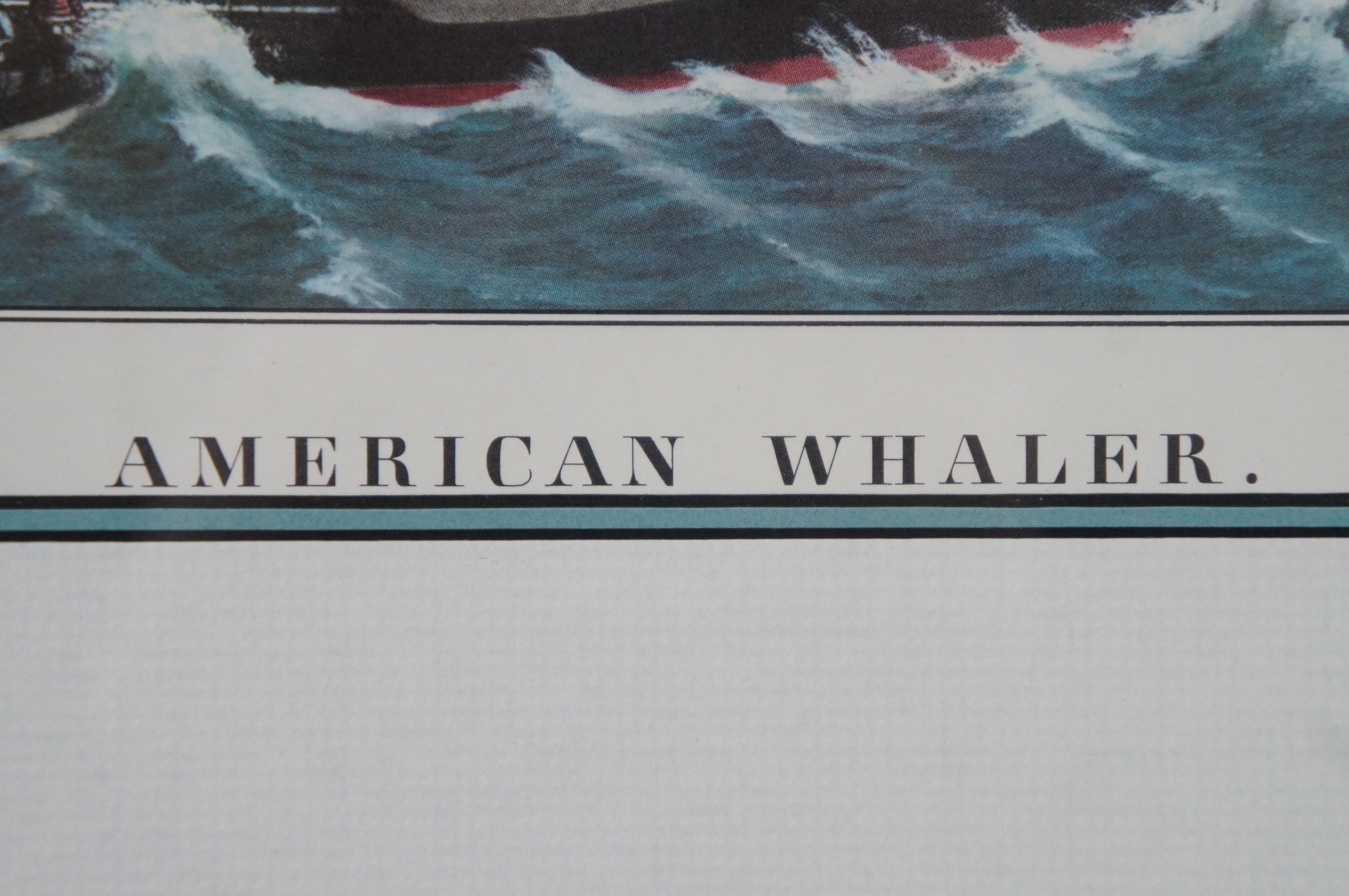 Impression de bateau de pêche maritime américaine de 21 pouces Currier & Ives American Whaler en vente 1