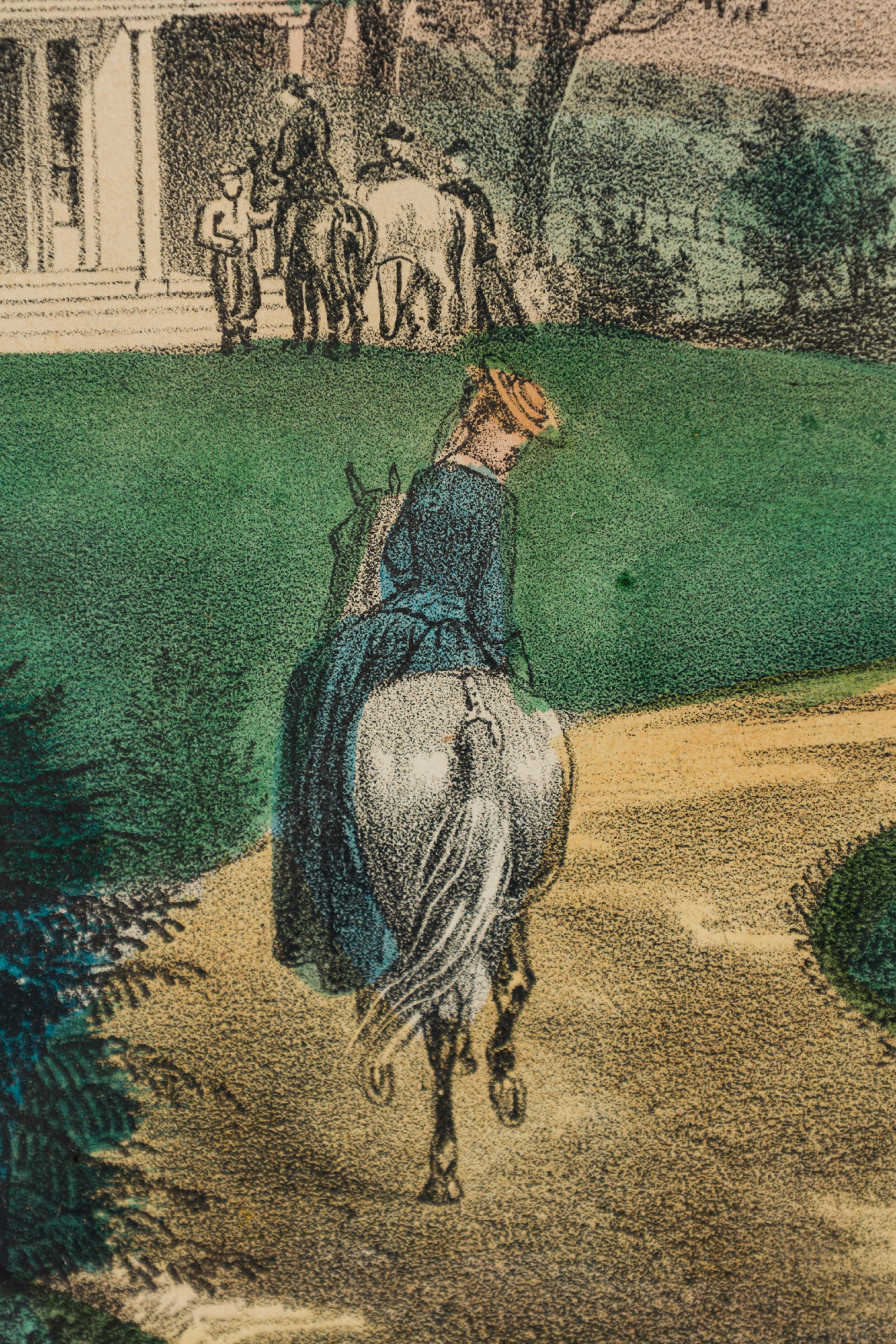 Litografía de Currier & Ives de Verano en el campo Hecho a mano en venta