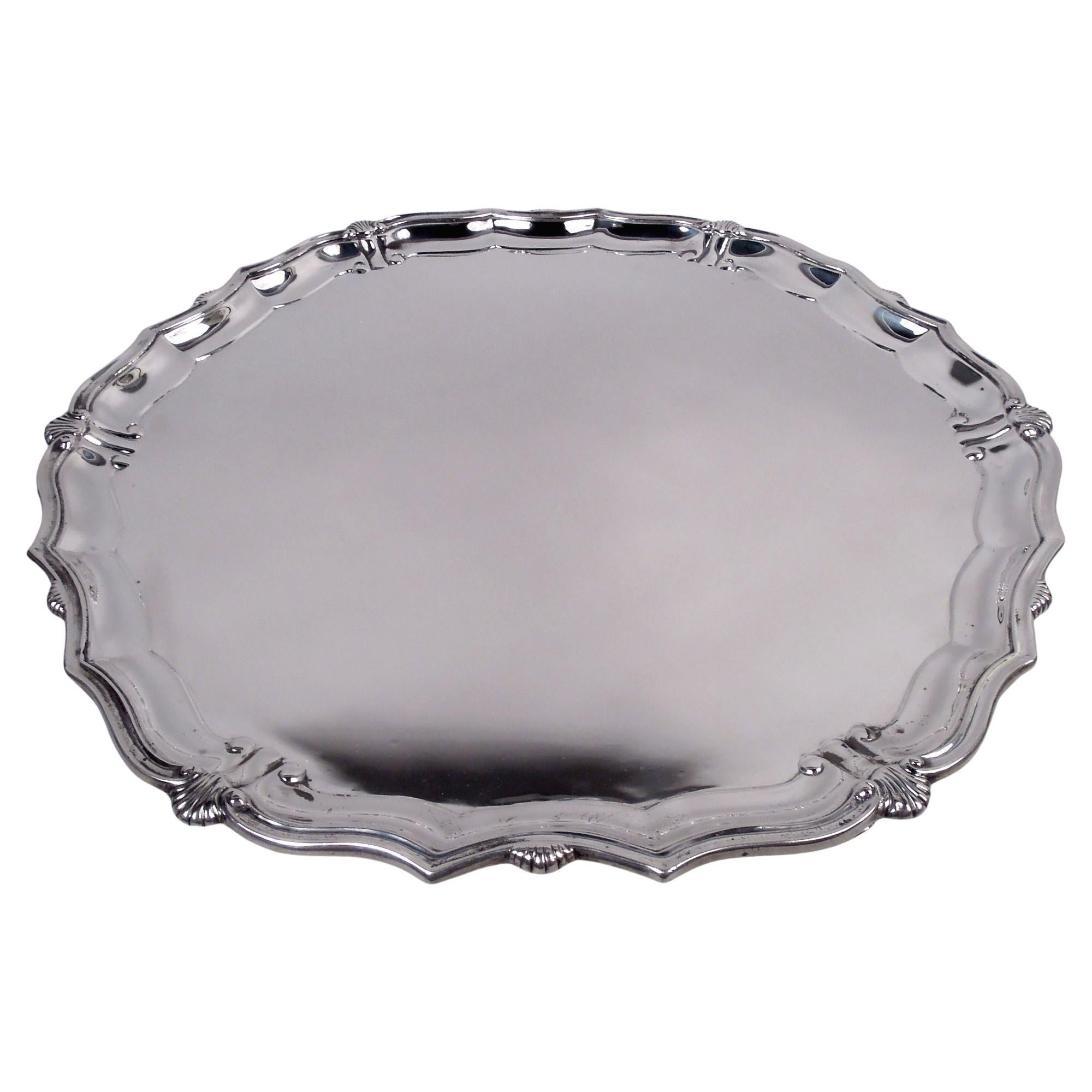 Currier & Roby Traditional Georgian Shell & Scroll Salver Tray For Sale