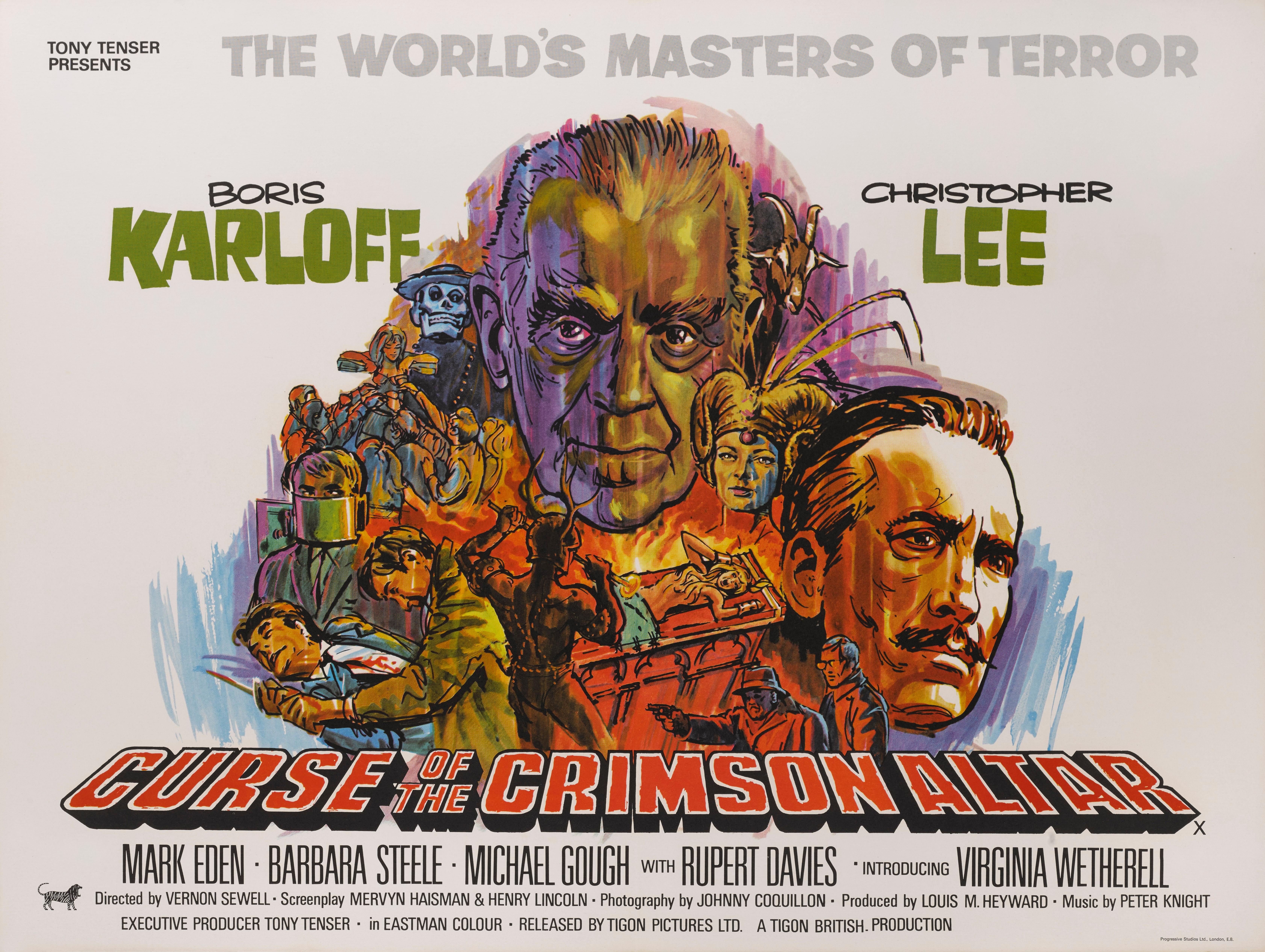 Originales britisches Filmplakat für den Horrorfilm von 1968 
Der Film wurde unter der Regie von Vernon Sewell gedreht und mit Boris Karloff und Christopher Lee waren zwei der größten Horrorschauspieler zu sehen.
Dieses Plakat ist Erhaltung Leinen