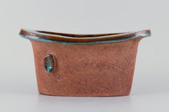 Curt Addin, large bowl in chamotte clay. Interior with turquoise glaze.