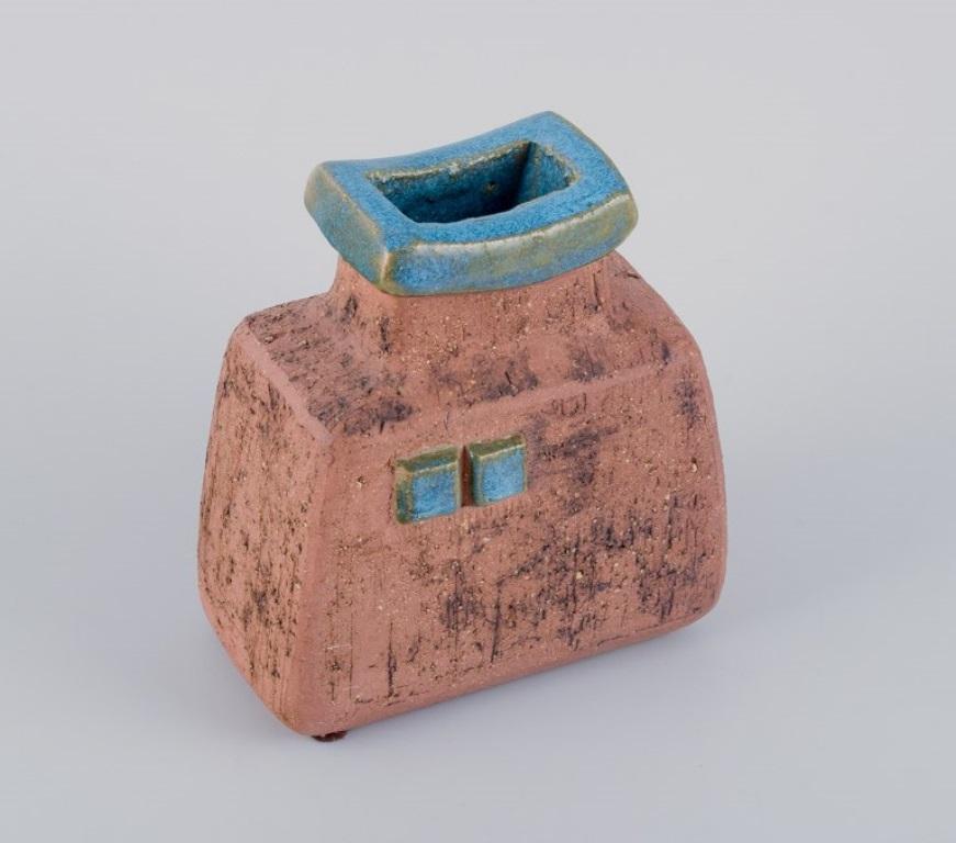 Scandinavian Modern Curt Addin, own workshop, Swedish ceramicist. Unique ceramic vase. For Sale