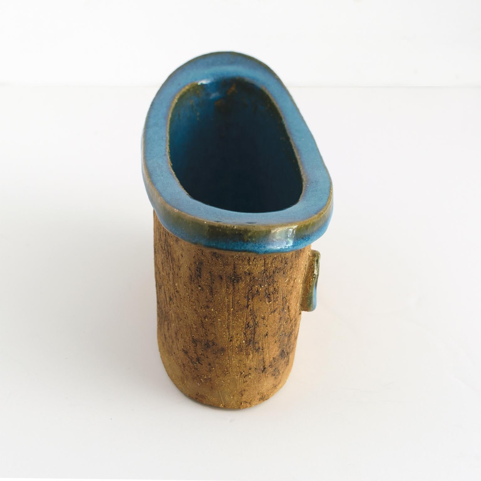 Curt Addin Studio Partial Glazed Stoneware Vase and Bowl Scandinavian Modern For Sale 4