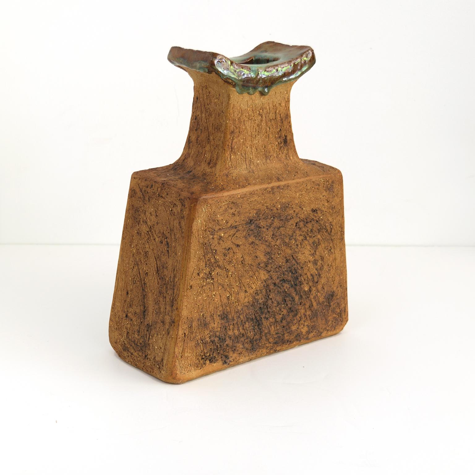 Curt Addin Studio Partial Glazed Stoneware Vase and Bowl Scandinavian Modern For Sale 1
