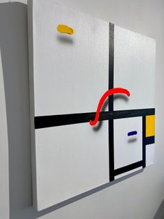Contemporary Mondrian interior pop art abstract yellow blue orange white