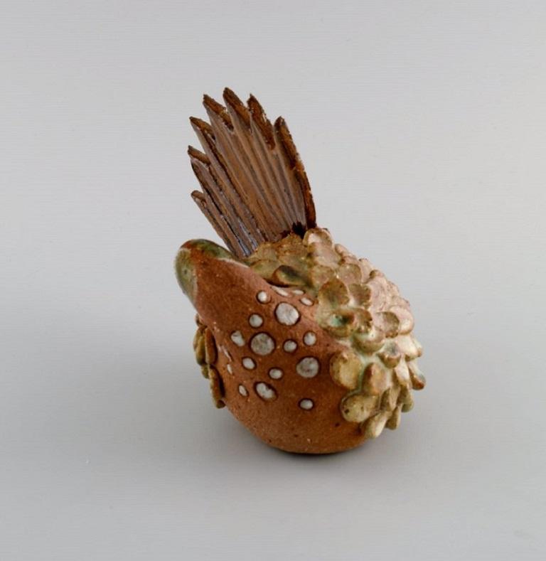Scandinavian Modern Curt M. Addin for Glumslöv, Bird in Partially Glazed Stoneware For Sale