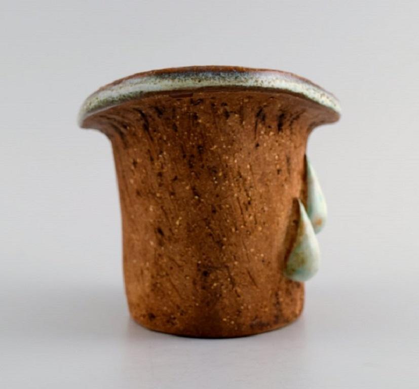 Swedish Curt M. Addin for Glumslöv, Freeform Vase in Glazed Stoneware For Sale