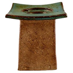 Vintage Curt M. Addin '1931-2007', Glumslöv, Candle Holder in Partially Glazed Stoneware