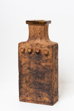 Curt M Addin, Brutalist Semi-Glazed Stoneware Vase, Sweden, 1970s