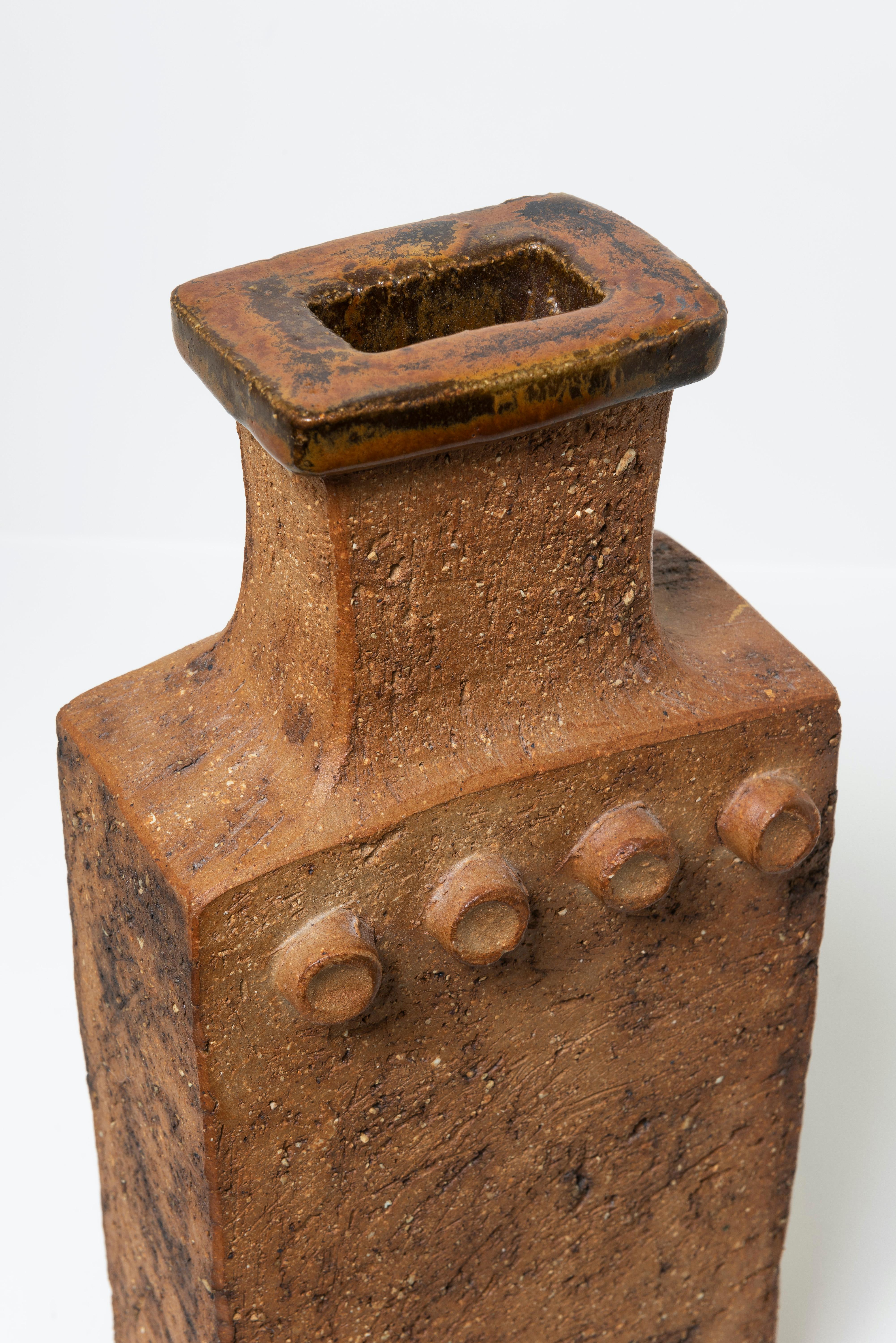 Curt M Addin, Brutalist Semi-Glazed Stoneware Vase, Sweden, 1970s In Good Condition In Uccle, BE