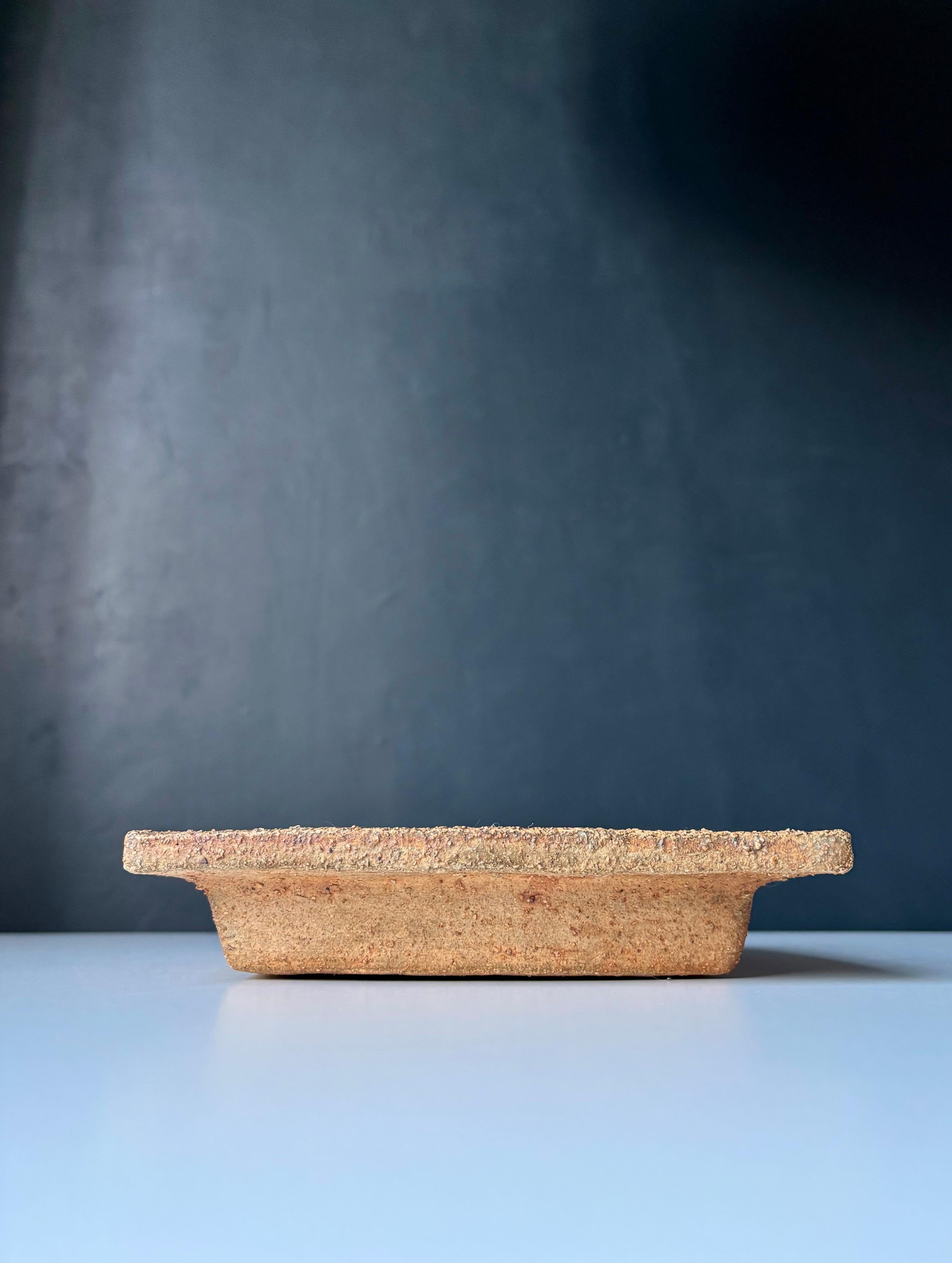 Scandinavian Modern Curt-Magnus Addin Brutalist Stoneware Dish, 1980s