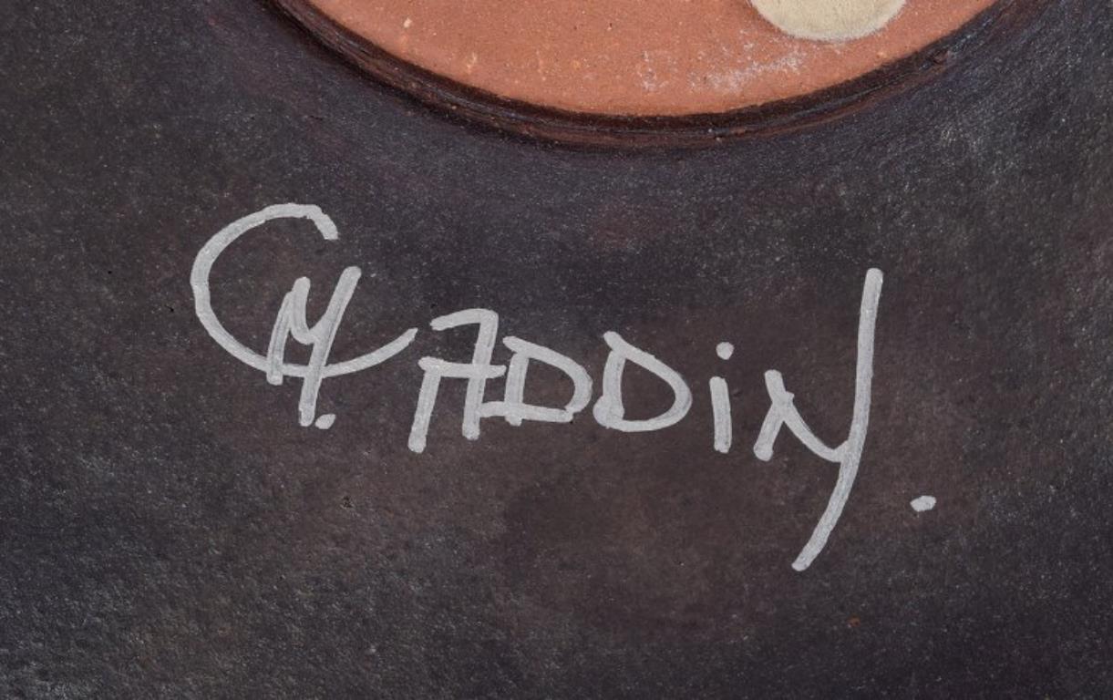 Curt Magnus Addin. Artista ceramista sueca. Bandeja/plato cuadrado de cerámica en venta 2