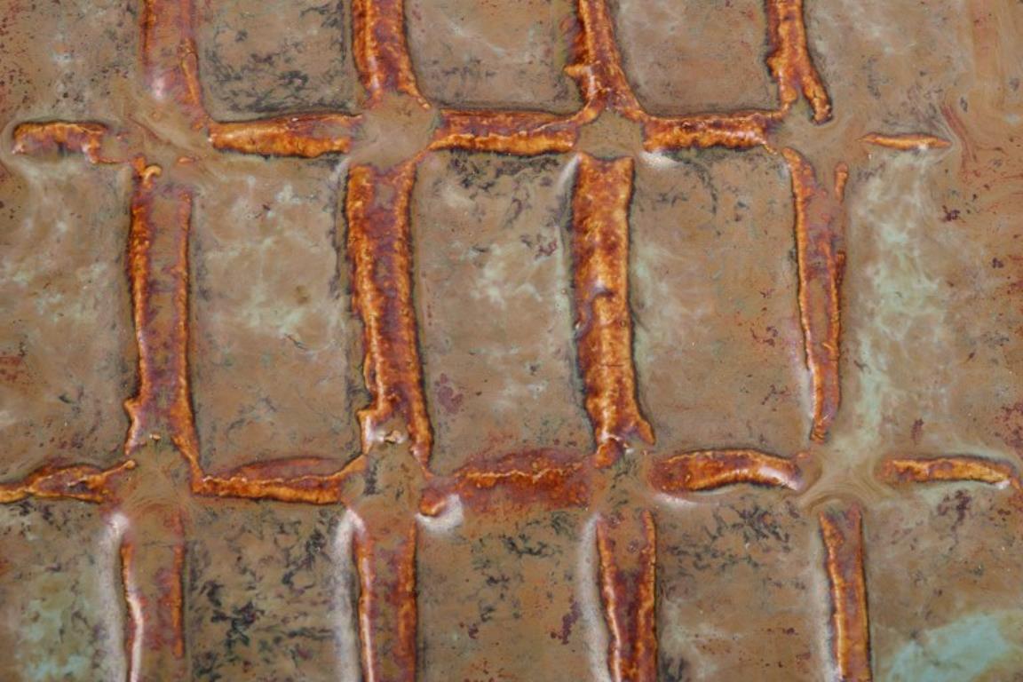 Curt Magnus Addin, Swedish ceramist. Own studio. Square ceramic dish. For Sale 1