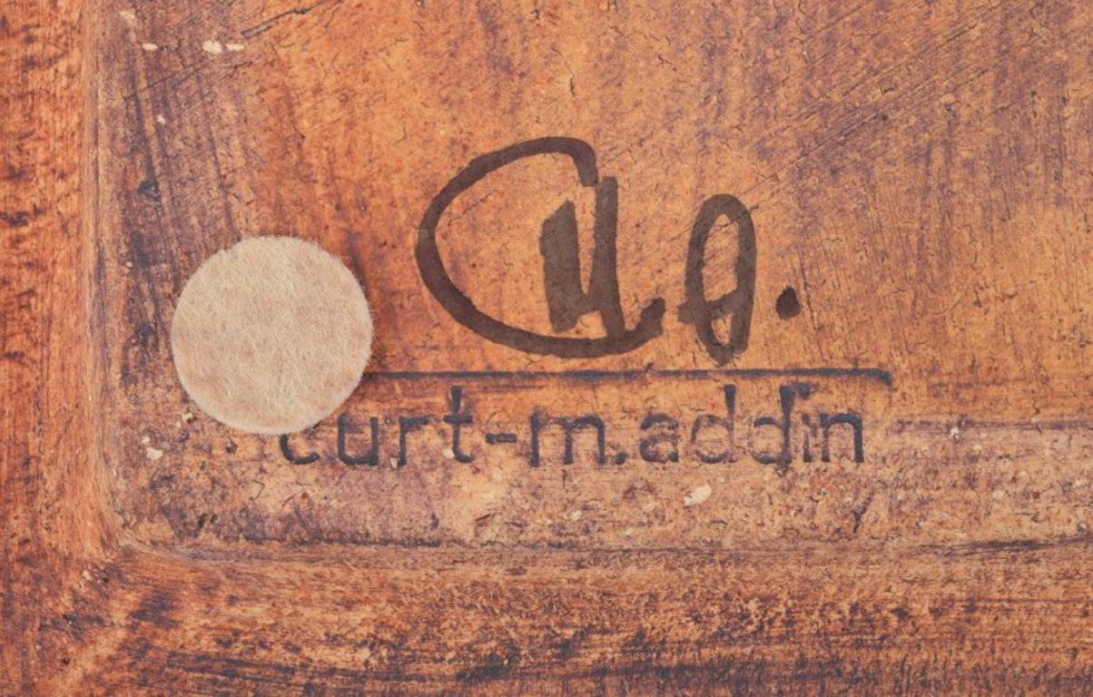 Curt Magnus Addin, Swedish ceramist. Own studio. Square ceramic dish. For Sale 3