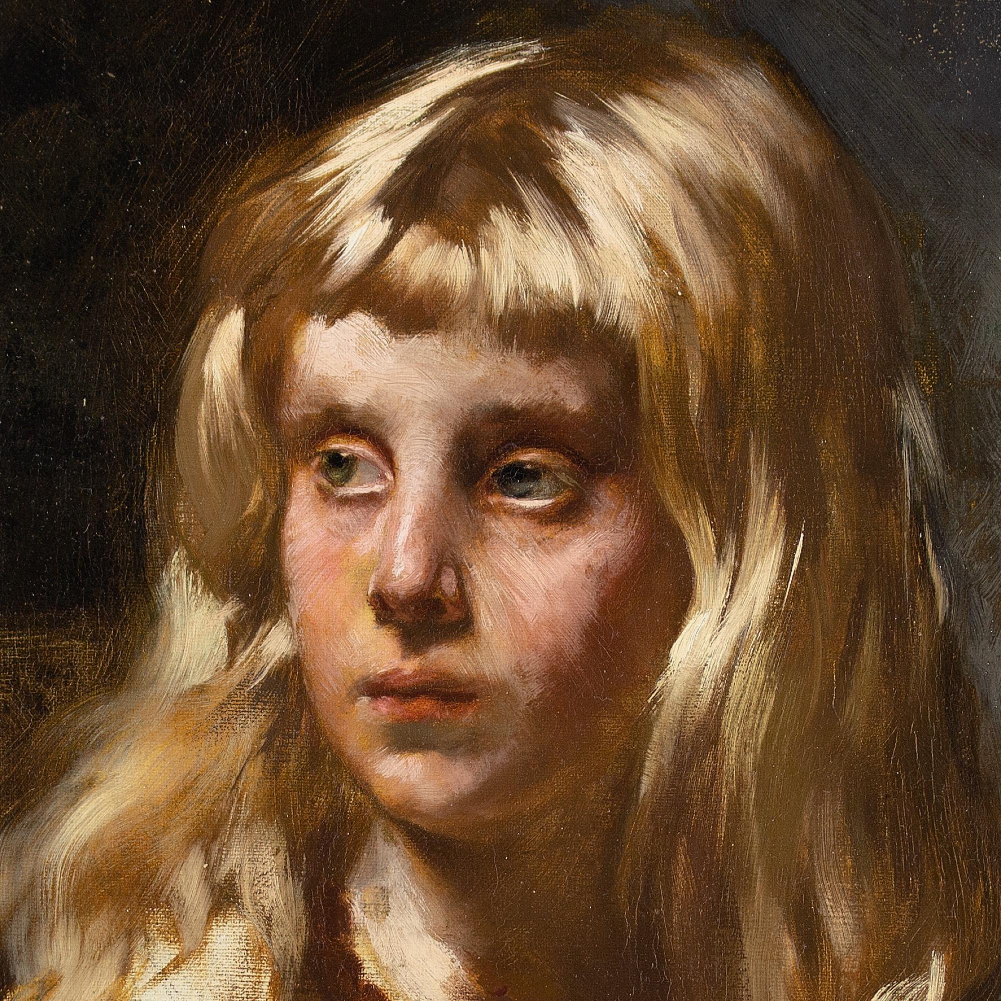 Curt Ruger, Portrait Study Of A Girl, Oil Painting For Sale 1
