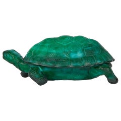 Curt Schlevogt Bohemian Art Deco Malachite Glass Tortoise Container