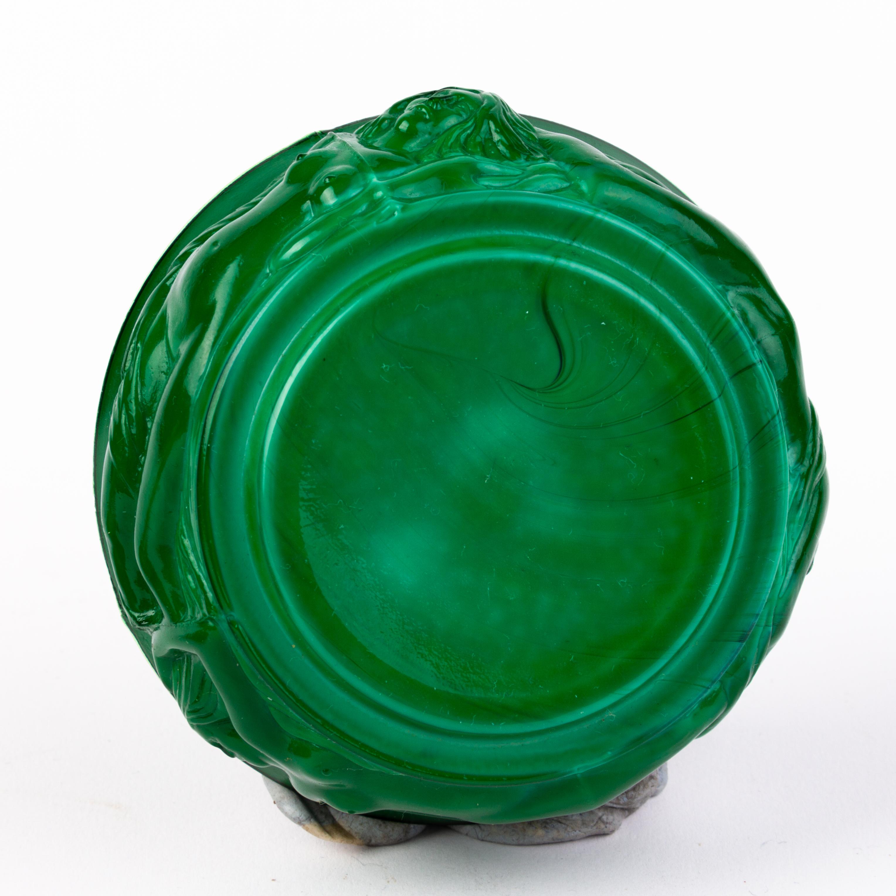 Curt Schlevot Czech Malachite Glass Lidded Art Deco Box  For Sale 1