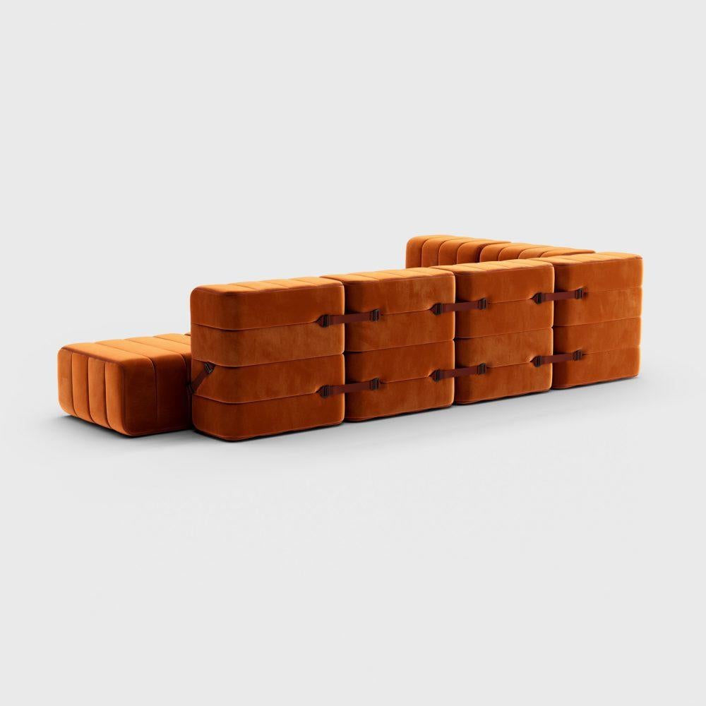 Modern Curt-Set 12, E.G. Flexible Large Corner Sofa, Barcelona, Russet, V3347/17 For Sale