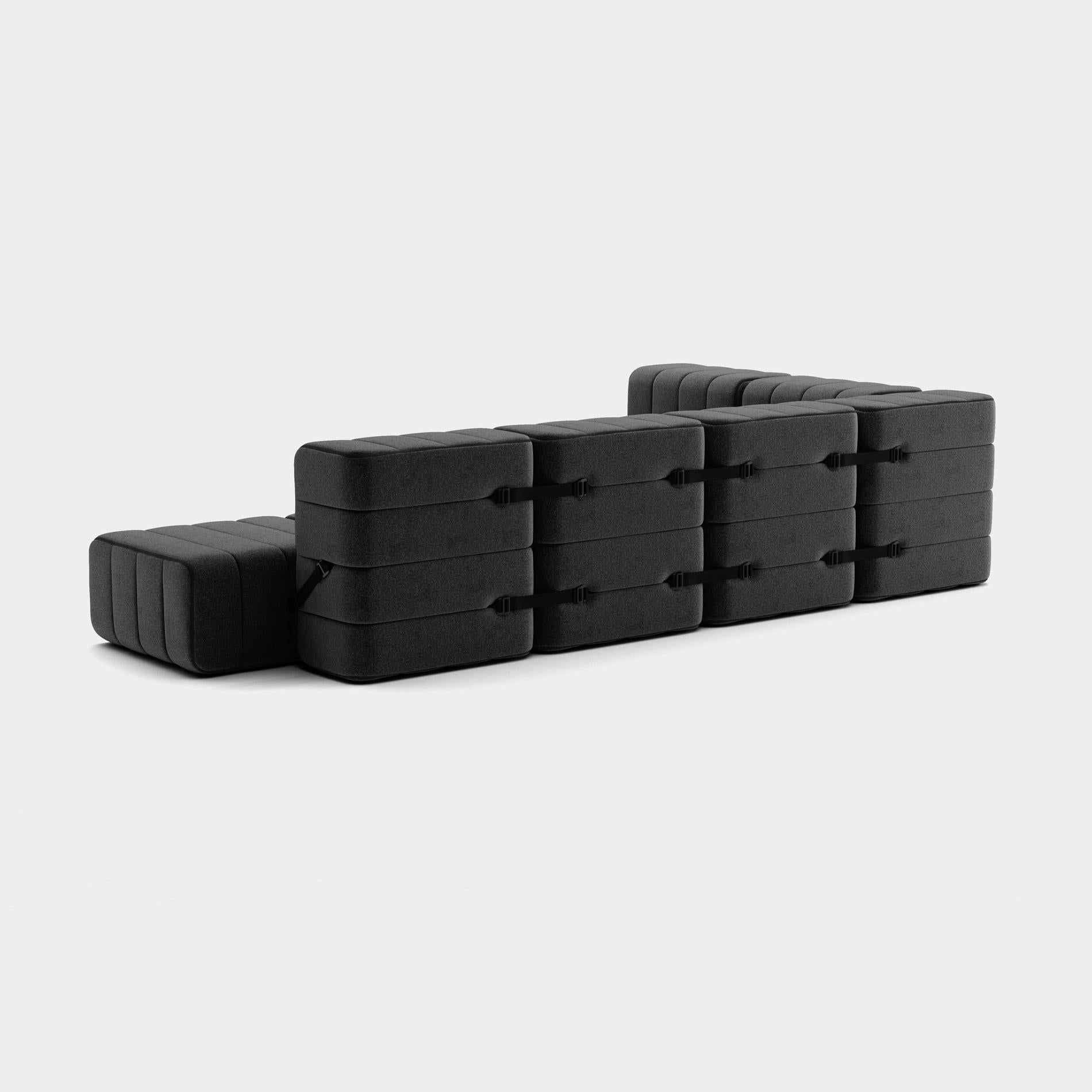 Minimalist Curt-Set 12 - e.g. Flexible large corner sofa - Dama - 0004 (Dark grey) For Sale