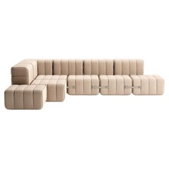 Gebogenes Set 12, E.G. Flexibles großes Eck-Sofa, Dama, 0029 ''Beige / Grau''