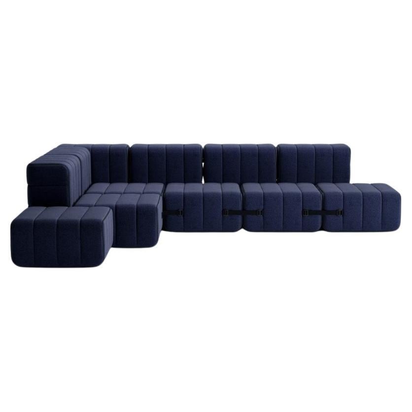 Curt-Set 12, E.G. Grand canapé d'angle souple Dama, 0048 « Bleu foncé » en vente