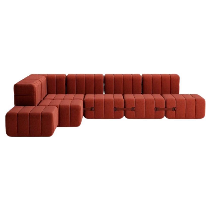 Curt-Set 12 - e.g. Flexible large corner sofa - Dama - 0058 'Red' For Sale