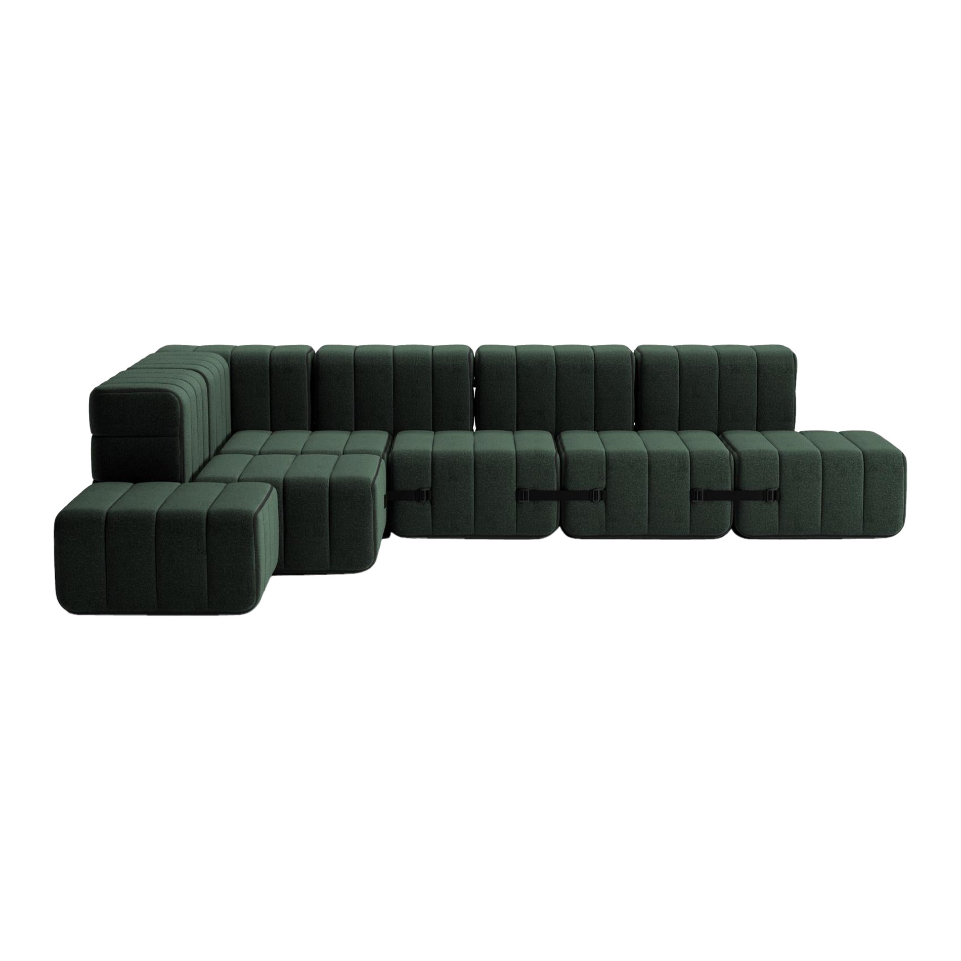 Curt-Set 12 - e.g. Flexible large corner sofa - Dama - 0061 (Dark green) For Sale