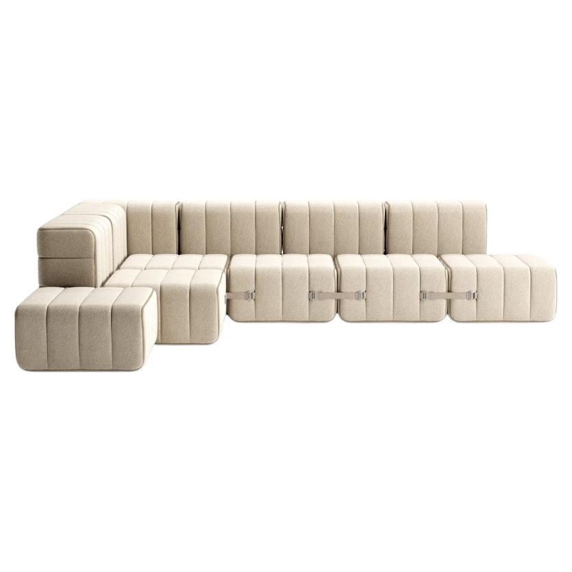 Curt-Set 12 - e.g. Flexible large corner sofa - Jet - 9110 'Grey / Beige' For Sale