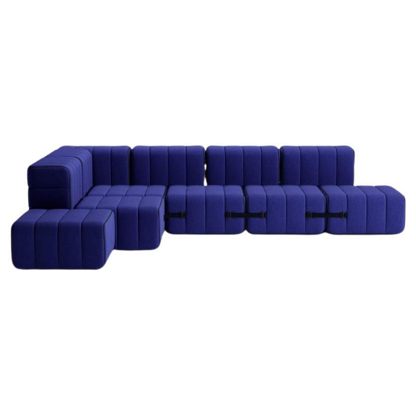 Curt-Set 12, E.G. Flexible Large Corner Sofa, Jet, 9605 'Blue' For Sale