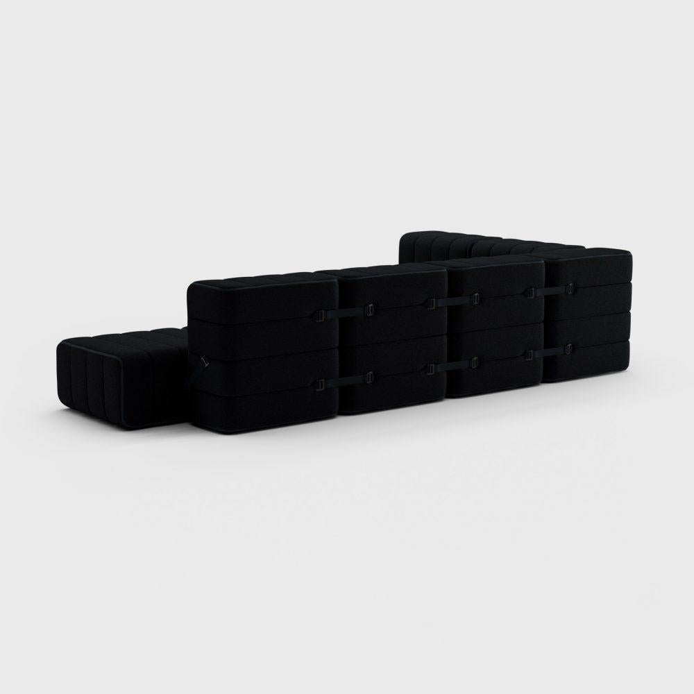 Modern Curt-Set 12 - e.g. Flexible large corner sofa - Sera - Ebony (Black) For Sale