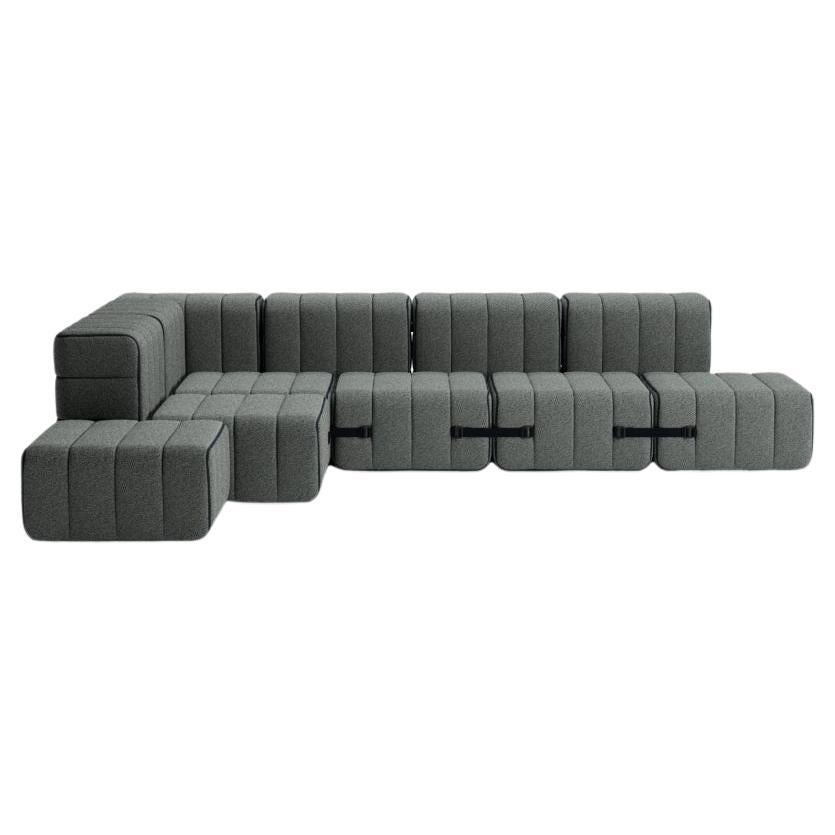 Gebogenes 12er-Set Flexibles großes Eck-Sofa - Sera - Gravel (grau)