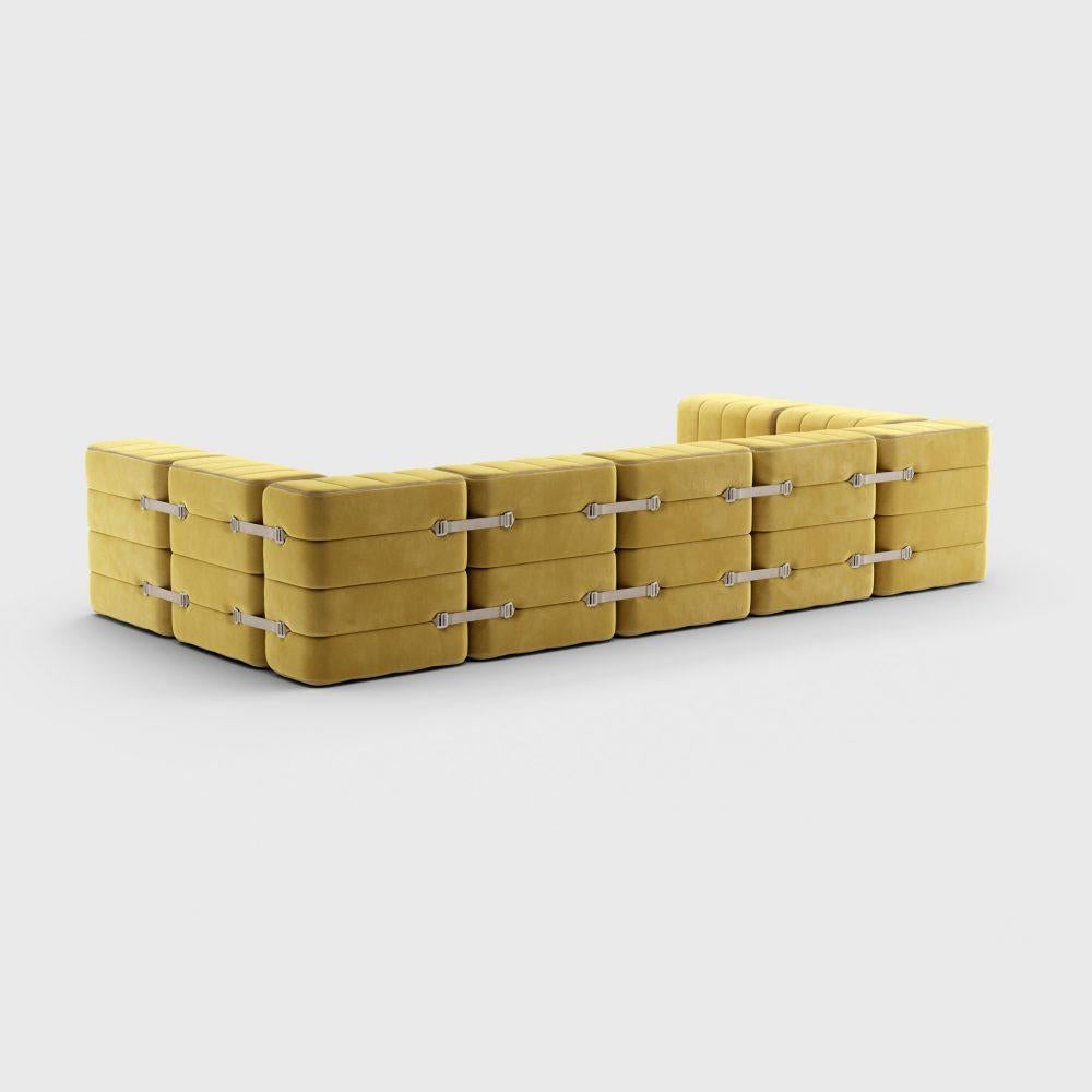 Modern Curt-Set 15 - e.g. Flexible U-shaped sofa - Barcelona - Cornhusk - V3347/50 (Yel For Sale