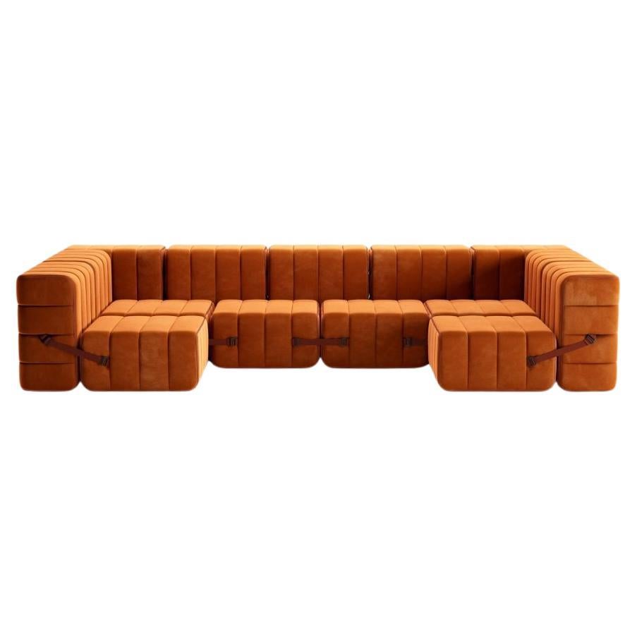 Curt-Set 15 - e.g. Flexible U-shaped sofa - Barcelona - Russet - V3347/17 (Red) For Sale