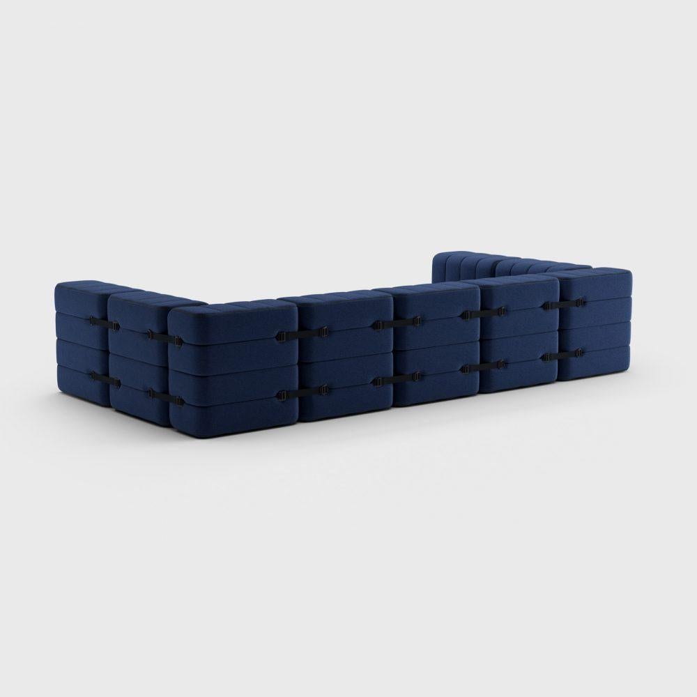Modern Curt-Set 15 - e.g. Flexible U-shaped sofa - Jet - 6098 (Dark blue) For Sale