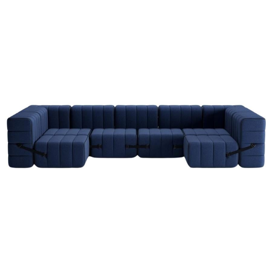 Curt-Set 15 - e.g. Flexible U-shaped sofa - Jet - 6098 (Dark blue) For Sale