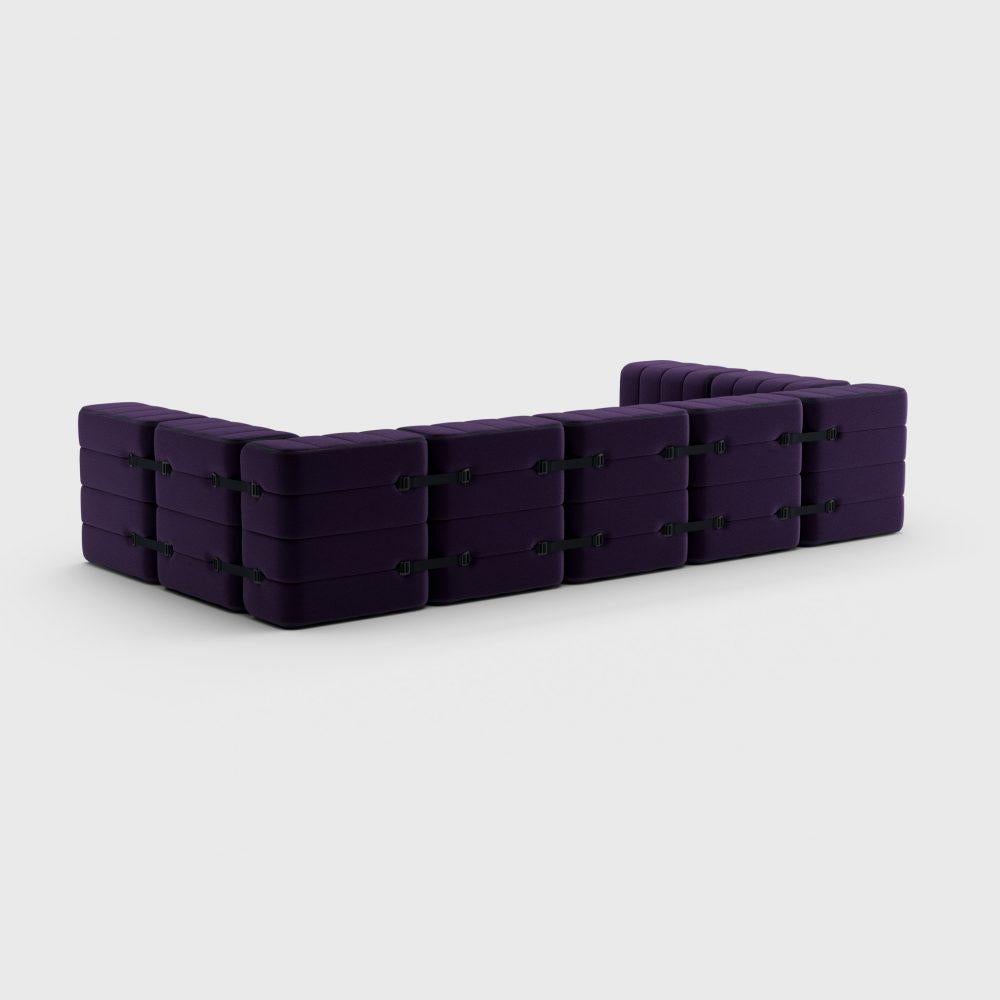 Modern Curt-Set 15 - E.G. Flexible U-Shaped Sofa - Jet - 9607 'Blue / Purple' For Sale