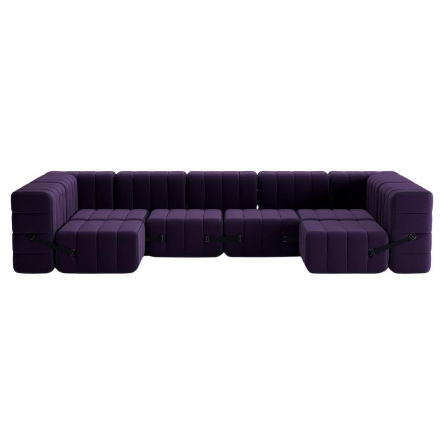 Curt-Set 15 - E.G. Flexible U-Shaped Sofa - Jet - 9607 'Blue / Purple' For Sale