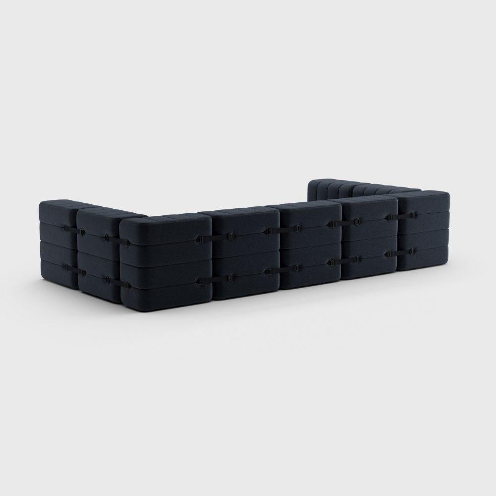 Modern Curt-Set 15 - e.g. Flexible U-shaped sofa - Jet - 9806 (Dark grey) For Sale