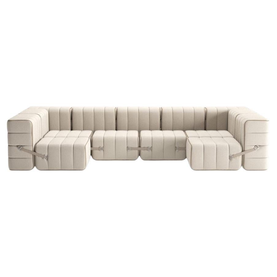 Curt-Set 15 - e.g. Flexible U-shaped sofa - Sera - Calla (White / Beige) For Sale