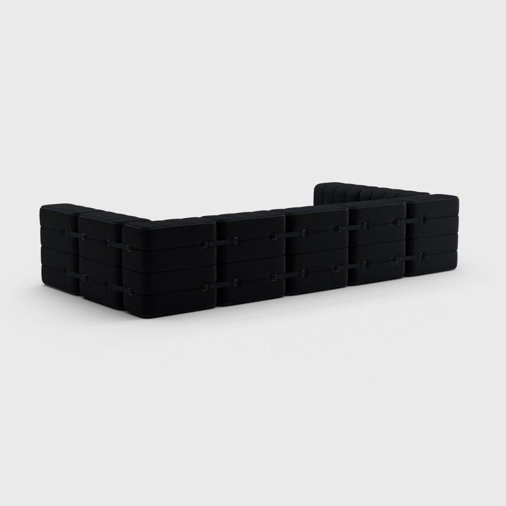 Modern Curt-Set 15, E.G. Flexible U-Shaped Sofa, Sera, Ebony 'Black' For Sale