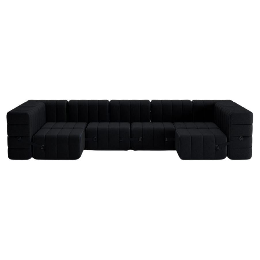 Curt-Set 15, E.G. Flexible U-Shaped Sofa, Sera, Ebony 'Black' For Sale