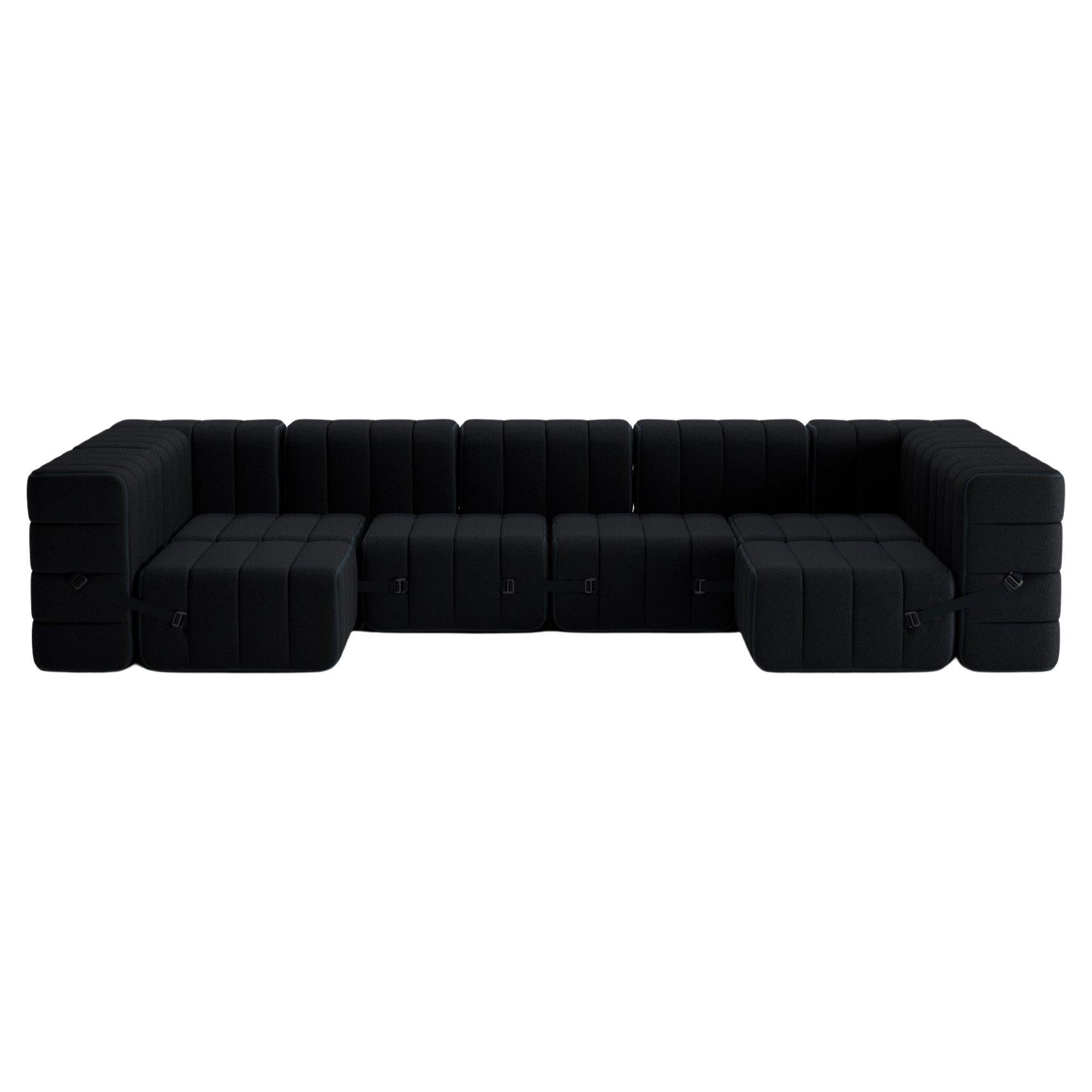 Curt-Set 15, E.G. Flexible U-Shaped Sofa, Sera, Ebony 'Black'