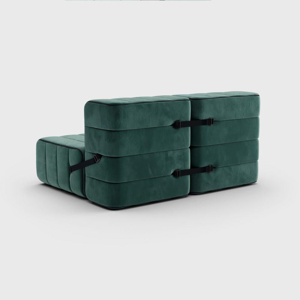 Modern Curt-Set 4 - E.G. Flexible 2-Seater - Barcelona - Serpentine - V3347/39 'Green' For Sale
