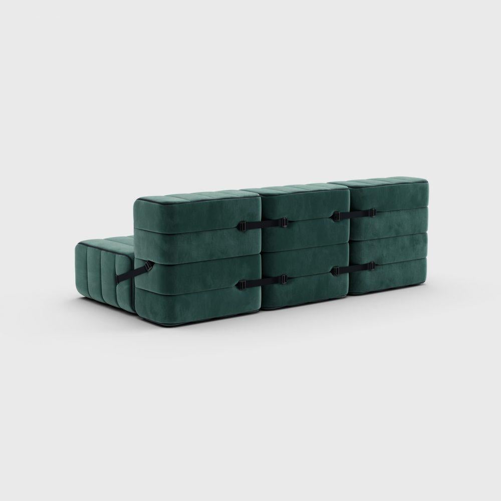 Gebogenes 6er-Set – z. B. Flexibler 3-Sitzer – Barcelona – Serpentine – V3347/39 (grün) (Moderne) im Angebot