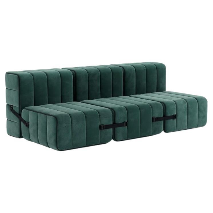 Gebogenes 6er-Set – z. B. Flexibler 3-Sitzer – Barcelona – Serpentine – V3347/39 (grün) im Angebot
