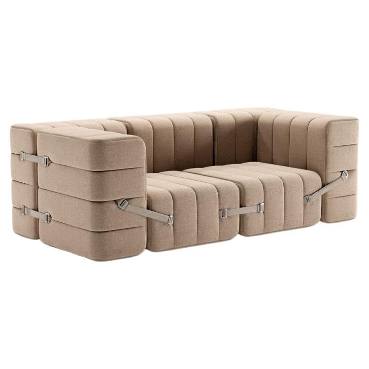 Curt-Set 7 - e.g. Flexible 2-seater with armrests - Dama - 0029 (Beige / Grey) For Sale