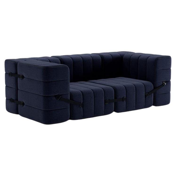 Curt-Set 7 - E.G. Flexible 2-Seater with Armrests - Dama - 0048 'Dark Blue' For Sale