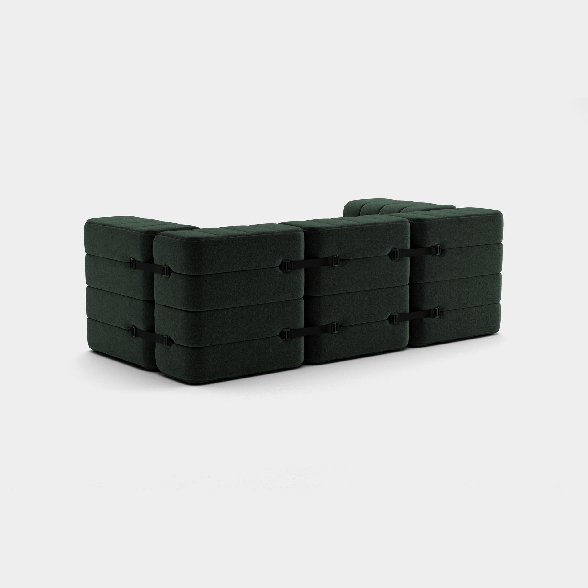 Minimalist Curt-Set 7 - e.g. Flexible 2-seater with armrests - Dama - 0061 (Dark green) For Sale