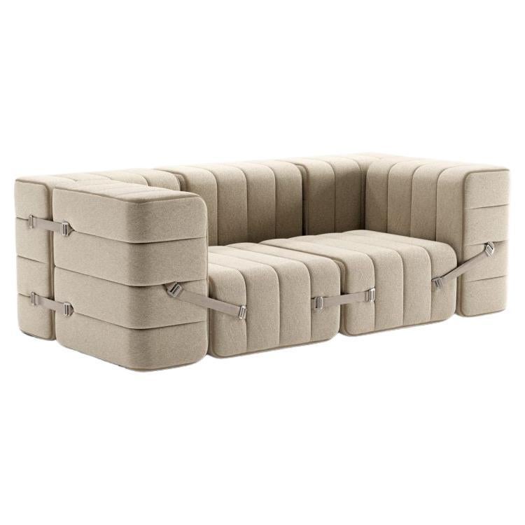 Curt-Set 7 - E.G. Flexible 2-Seater with Armrests - Jet - 9110 'Grey / Beige' For Sale